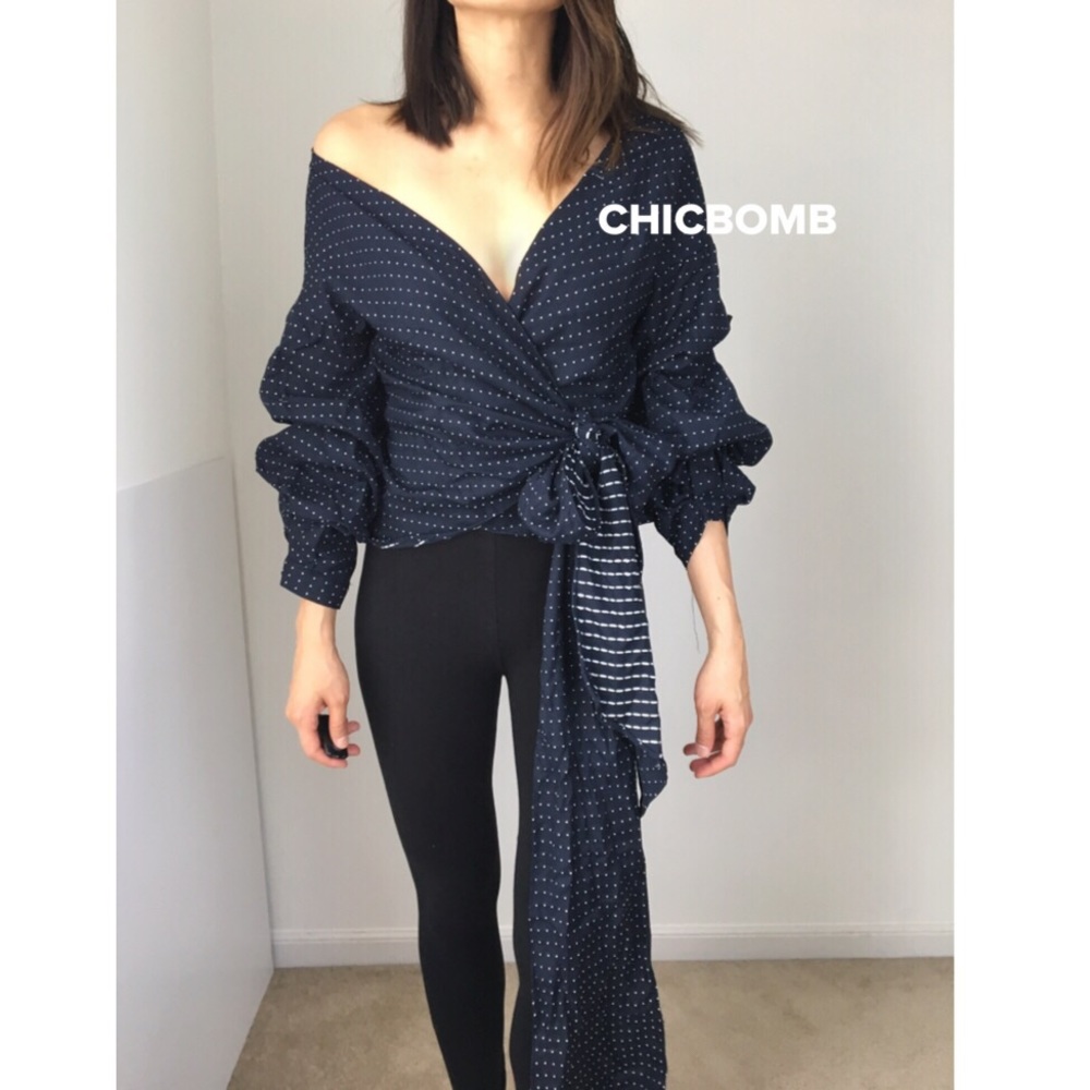 5 STAR RATED FAV- SEXY CHIC WRAP TOP in NOIR - Picture 8 of 8